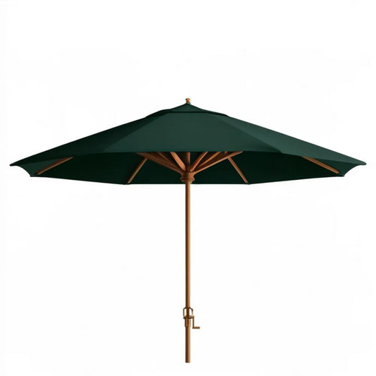 Składany ośmiokątny parasol ogrodowy z korbą Ø 300 cm, wysokość 250 cm, ciemnozielony