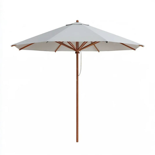 Beżowy parasol ogrodowy z drewnianym masztem Ø 300 cm, wys. 250 cm